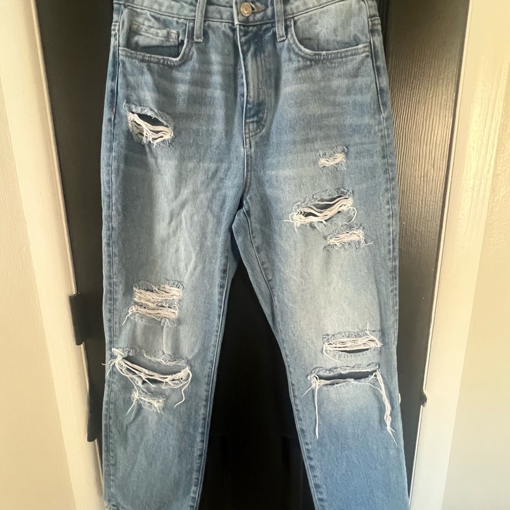 VERVET BY FLYING MONKEY Light Blue Distressed High Rise Jeans
